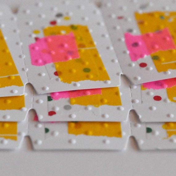 13 Embossed Washi Tape Tags Pink Orange