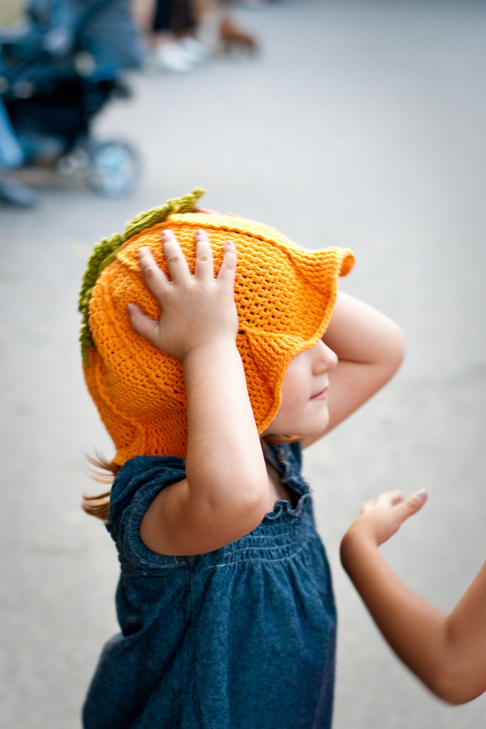 Crochet Funny Pumpkin Hat Girlie Orange Green Autumn Fall Accessories designed by dodofit on Etsy