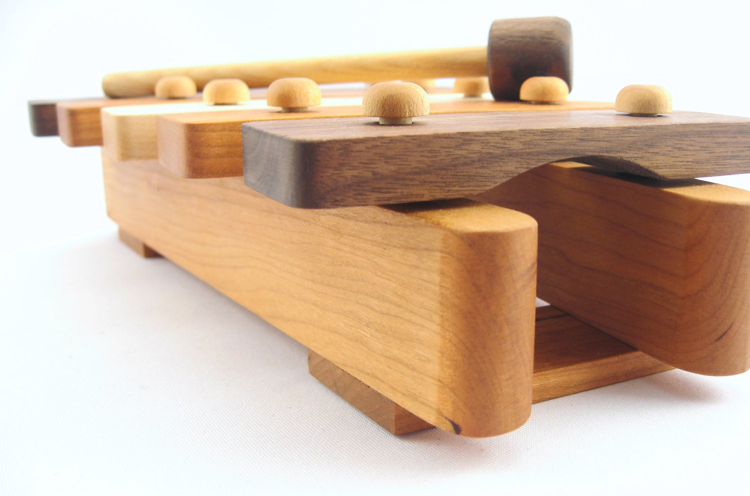 natural wooden xylphone toy - handmade musical piece for the montessori baby, earth friendly with homegrown organic finish