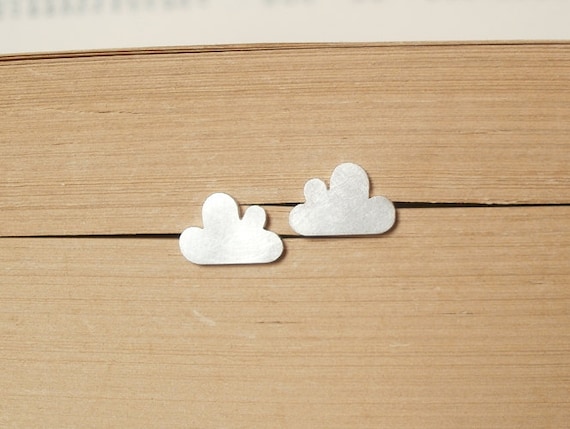 lucky happy cloud earring studs in sterling silver (size small), handmade in beautiful Cornwall, UK