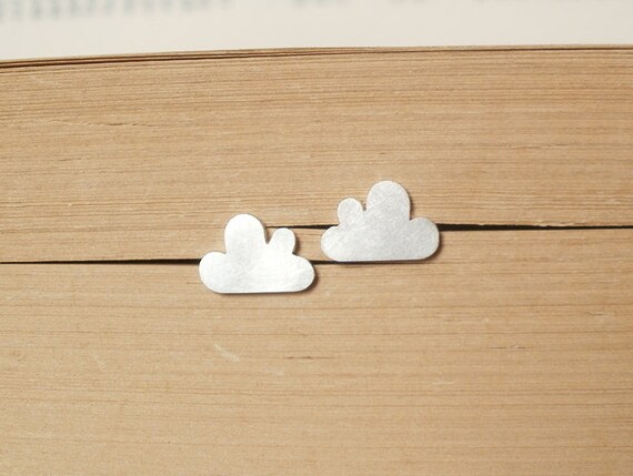 lucky happy cloud earring studs in sterling silver (size small), handmade in beautiful Cornwall, UK