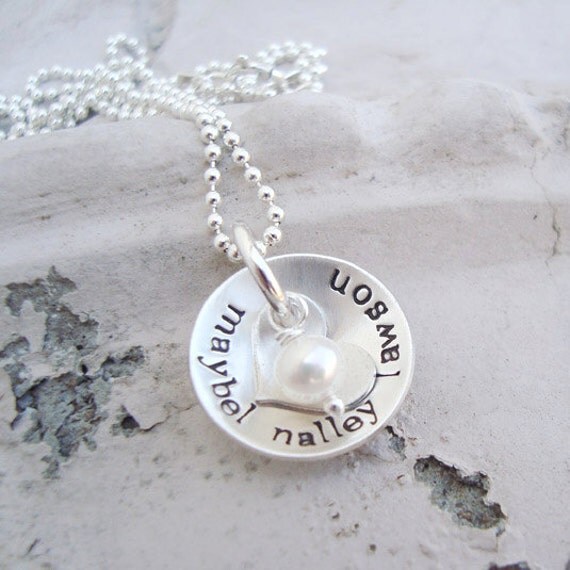 hand stamped jewelry personalized mothers sterling silver necklace love you forever...