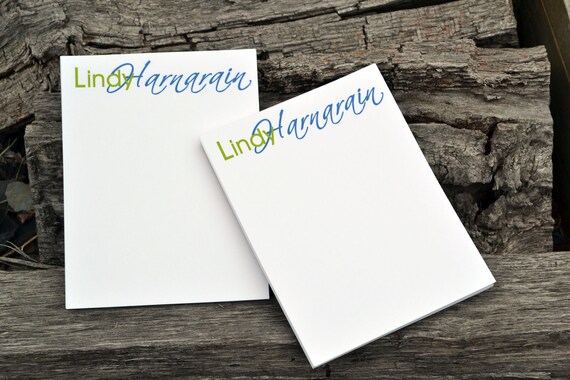 Personalized Notepads Set of 2 Fancy Script Design