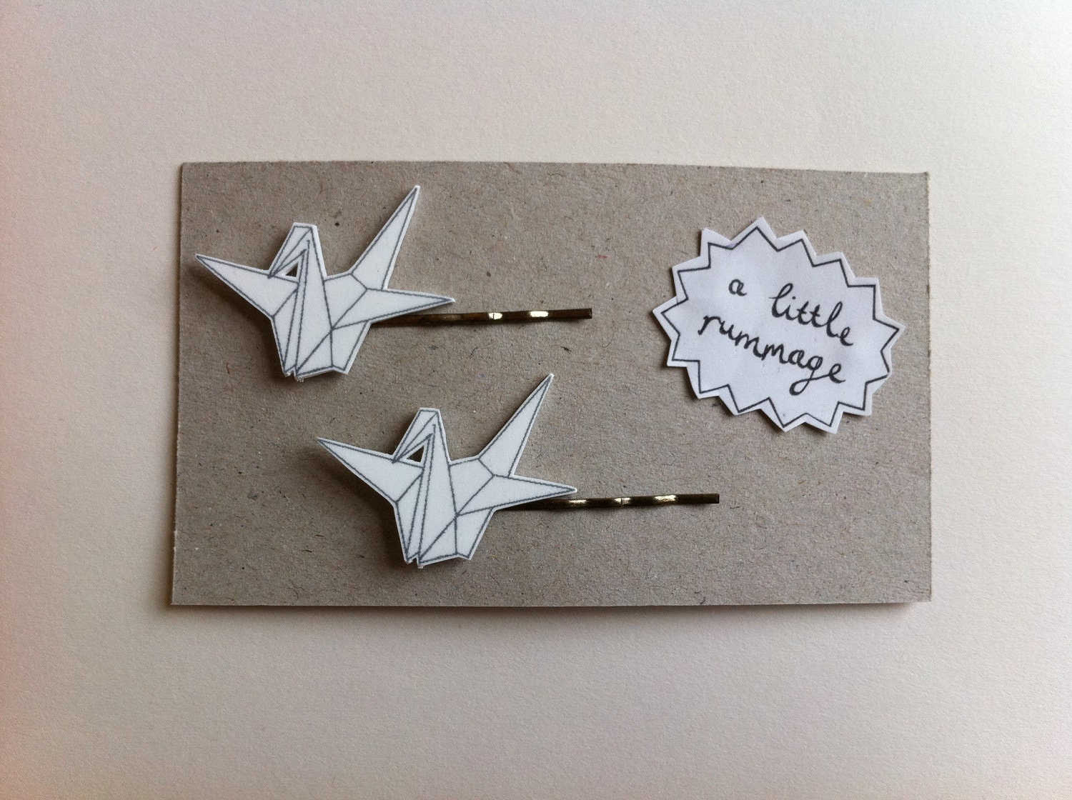 ORIGAMI - set of two paper crane bobby pins