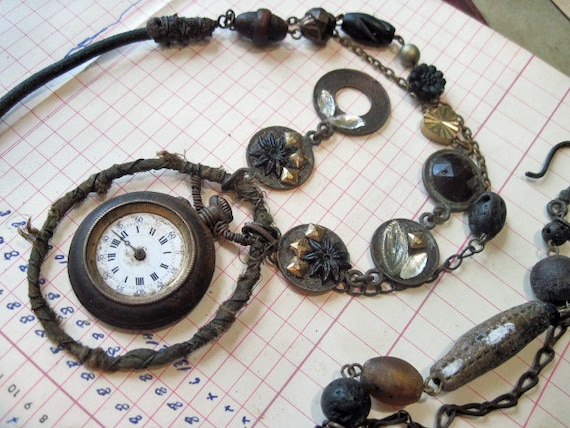 Each Moment's Sickle. Tribal Steampunk Assemblage Necklace.