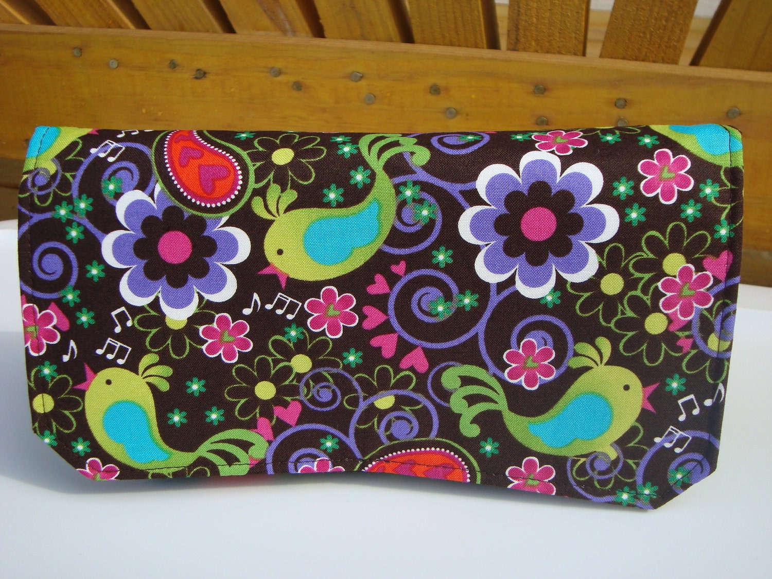 Fabric Coupon Organizer /Budget Organizer Holder - Attaches to Your Shopping Cart - Song Birds