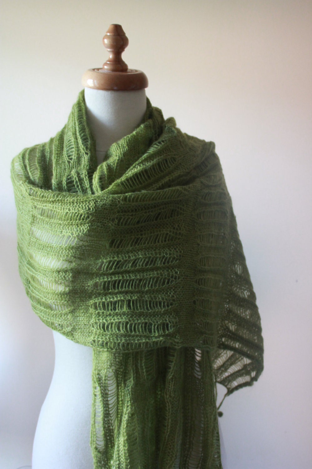 Green Beautiful Shawl RECTANGLE Forest Knitting Cool Shawl For Her Spring Fashion