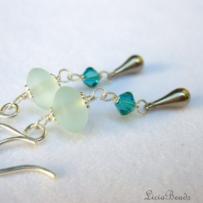Sterling silver dangle trio in aqua and teal