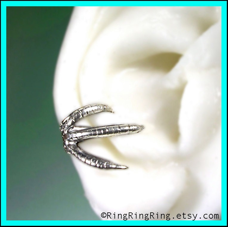 925 Talon claw ear cuff earring in solid sterling silver, Right earcuff for men and women, Sterling ear cuff