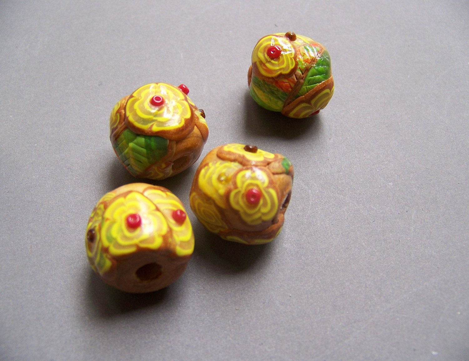 Necklace beads, Autumn flowers