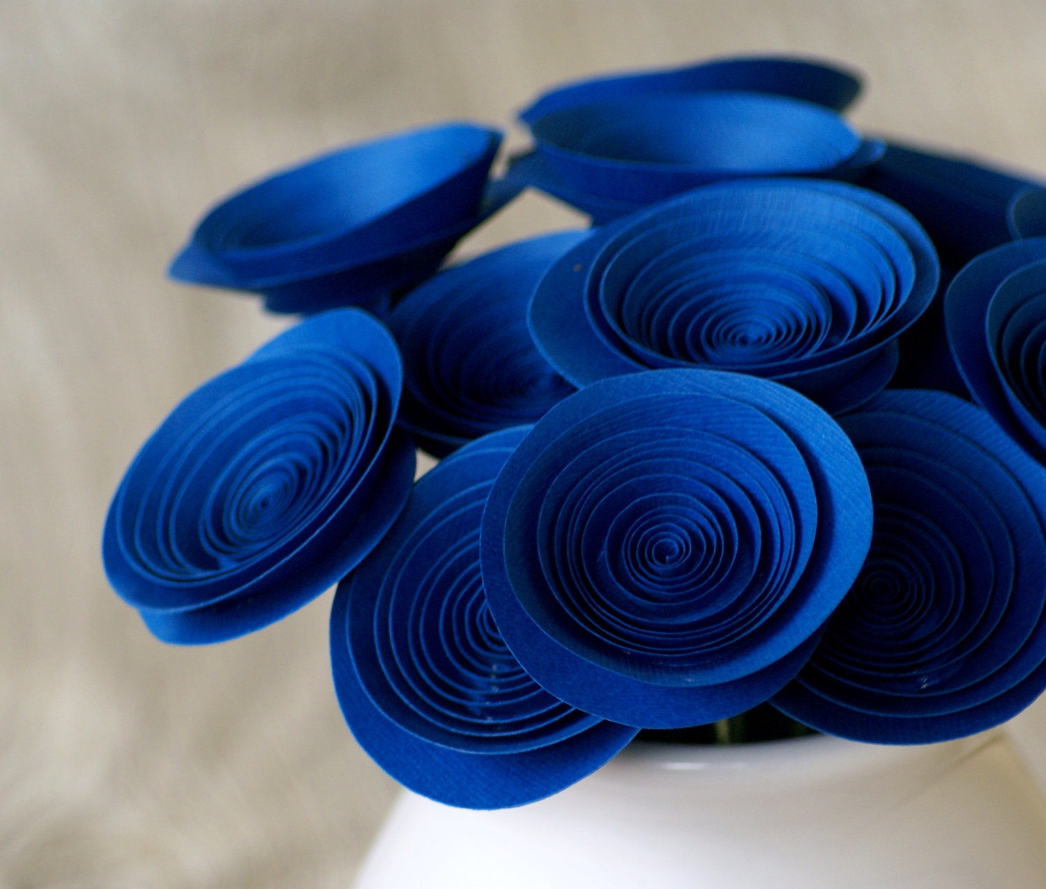 Sodalite Blue Paper Flowers - Royal Blue Floral Arrangement - Handmade Cobalt Blue Centerpice