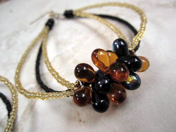 Glass Teardrop Looped Earrings Glass Beaded by DebrasDivineDesigns from etsy.com