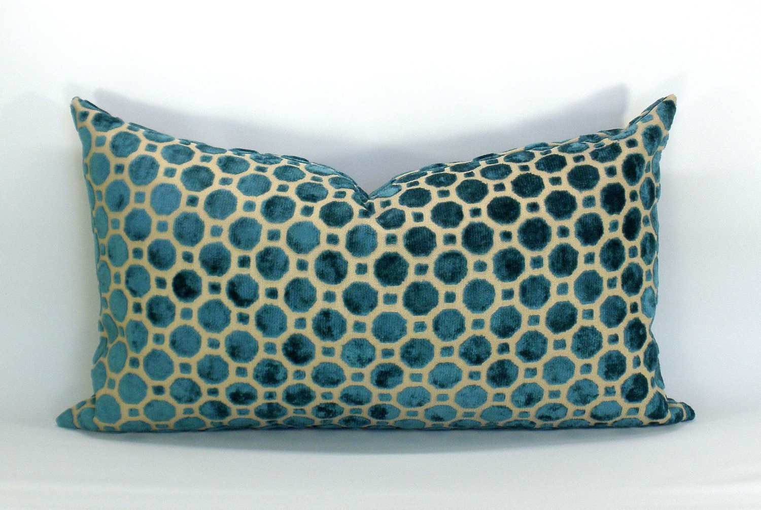 Robert Allen Velvet Geo turquoise pillow cover - 12 x 20