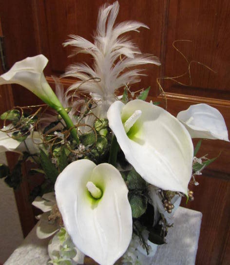White Calla LIly and Magnolia Victorian Style Wedding Centerpiece or 