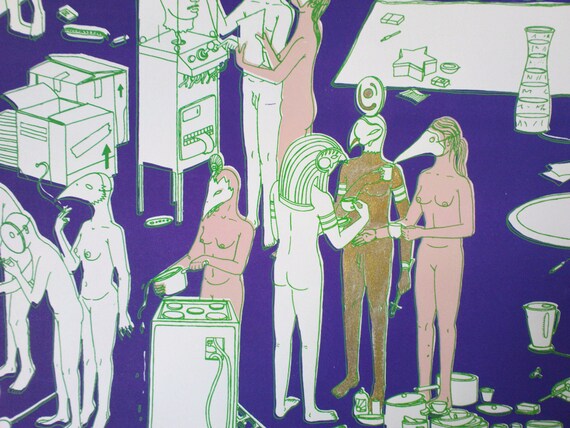 The Tea Party 4 Colour Silkscreen Print. I'm pleased to say I only have 2 left. Click here to visit my Etsy Shop