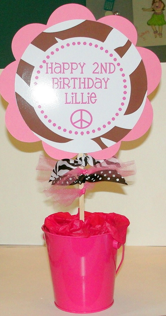 Peace sign and Brown Zebra Print Table top Sign or Centerpiece