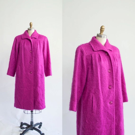 Vintage BRIGHT Pink Coat / Mohair Coat / Winter by MariesVintage Vintage BRIGHT Pink Coat / Mohair Coat / Winter by MariesVintage