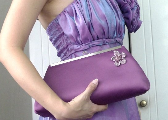 Royal Purple Bridesmaid Clutch Purse Wedding Bridal Party Bag