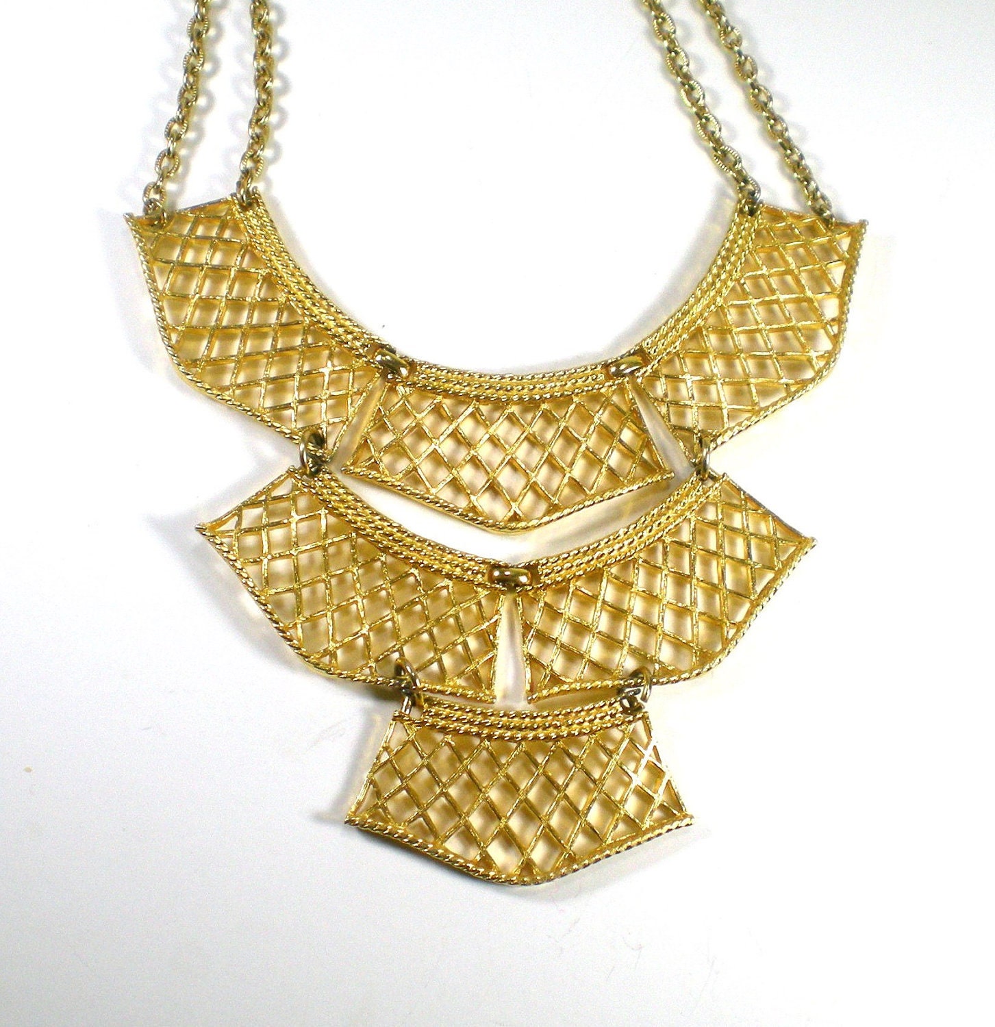 Vintage Gold  Statement Bib Necklace by paleorama on Etsy from etsy.com