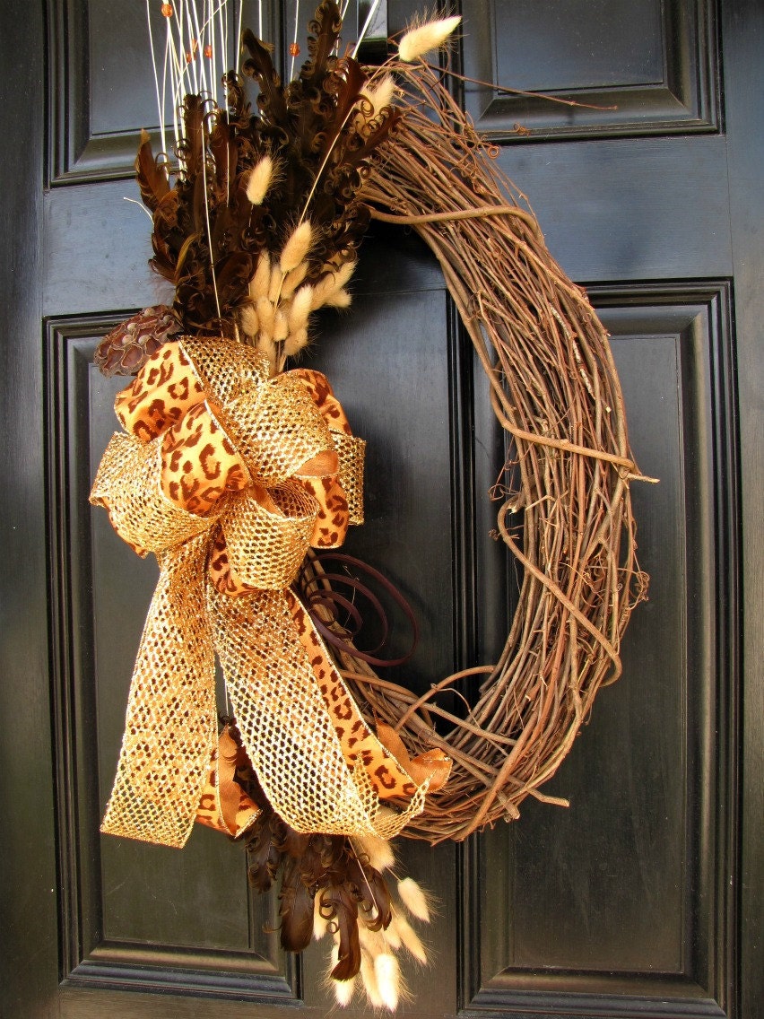 Year Round Wreath - Sassy Girl Wreath with Leopard Print Bow