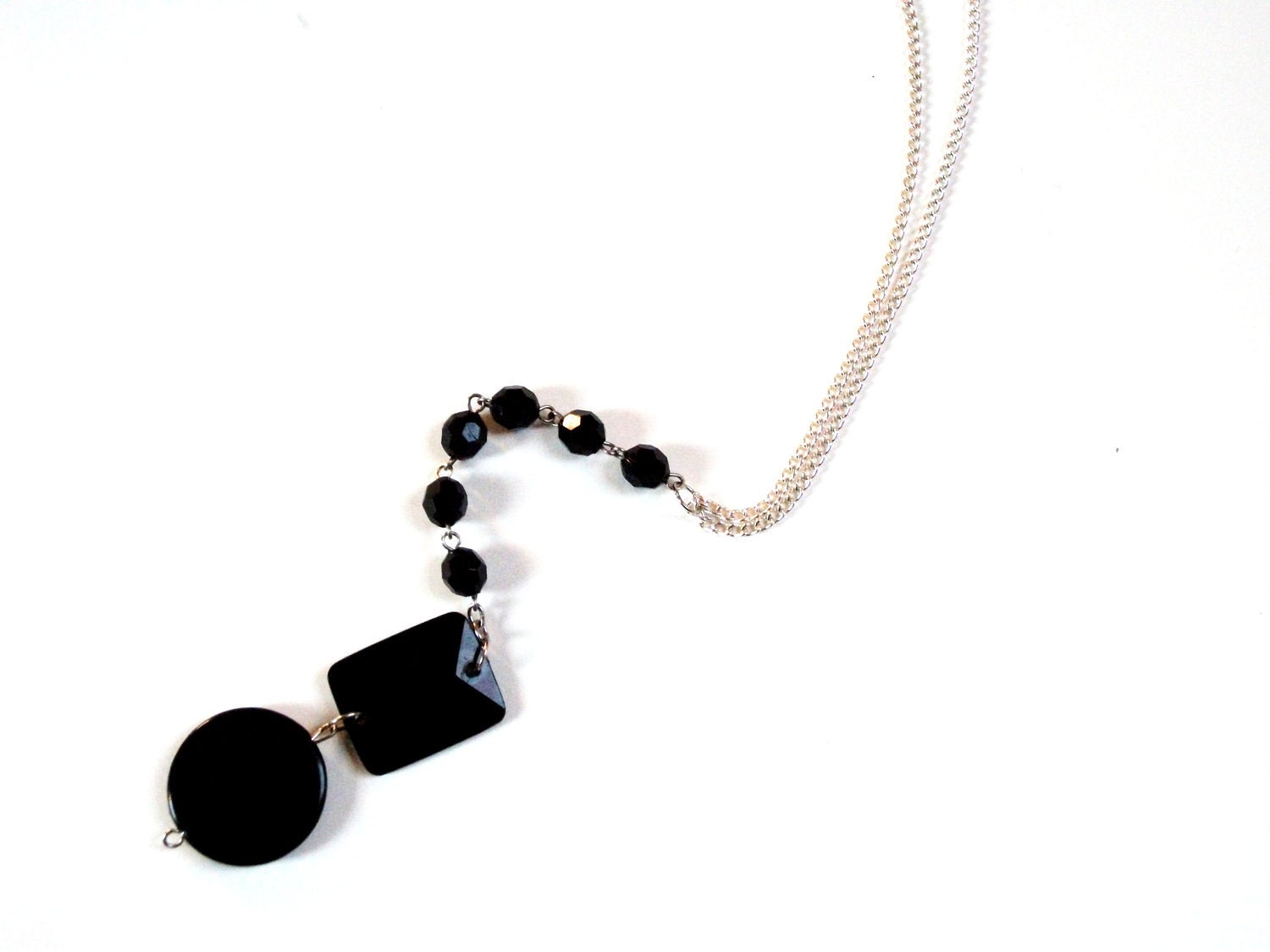 Ladies Black Upcycled Pendent Necklace no.2