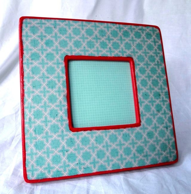 Turquoise and Red Picture Frame