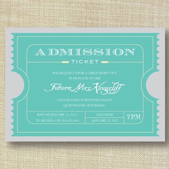 Movie Ticket Vintage Bachelorette Party Invitations DIY Set (printable)