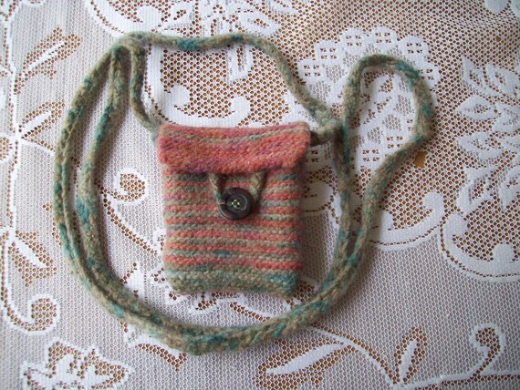 Hand knit felted Ipod Iphone pouch