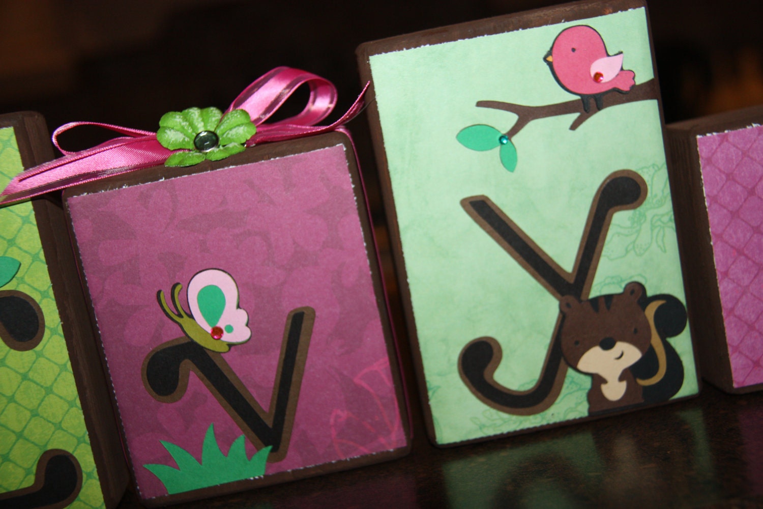 Custom Wooden Letter Block Set - Ivy - Pretty In the Park