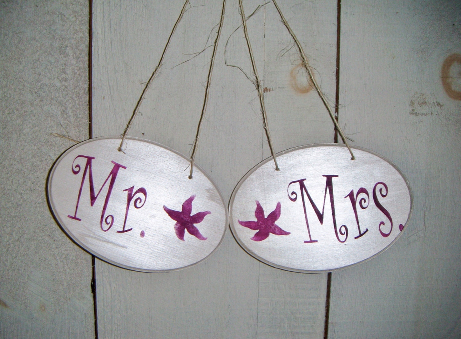 Beach wedding Mr Mrs Signs chair signs Starfish Beach or 