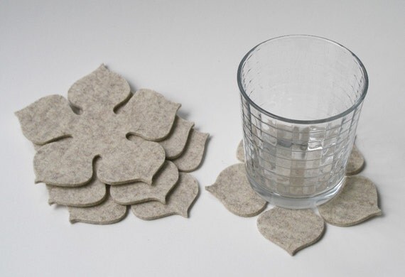 Better Homes & Gardens November 2011 Gift Guide- Flower Power Coasters in 3mm Virgin Merino Wool Felt