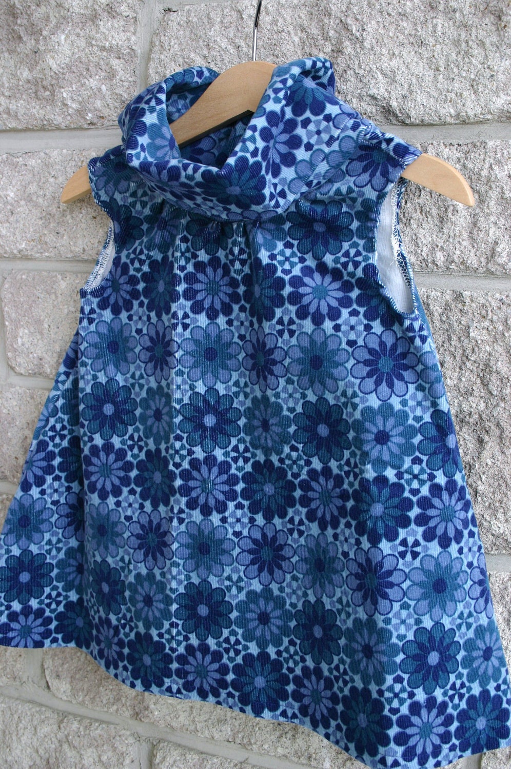 Posh Cowl Corduroy Dress in Blooming Blue, size 2T