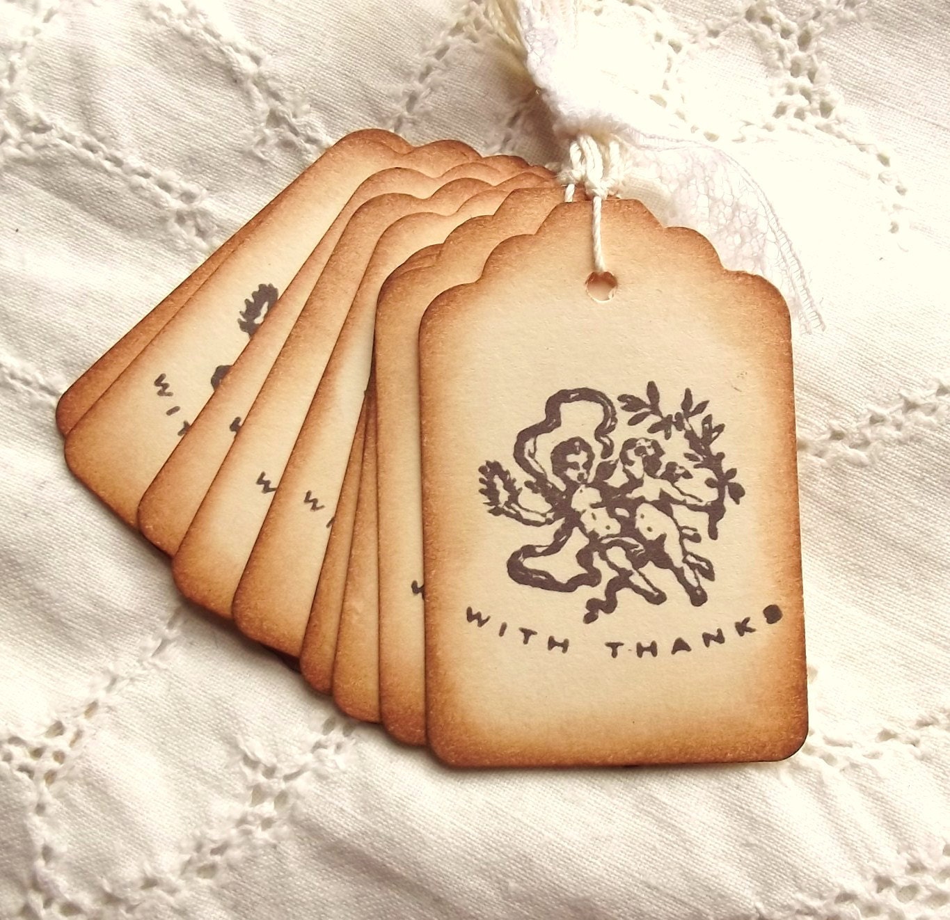 Victorian Angel Thank You Tags - Vintage Inspired