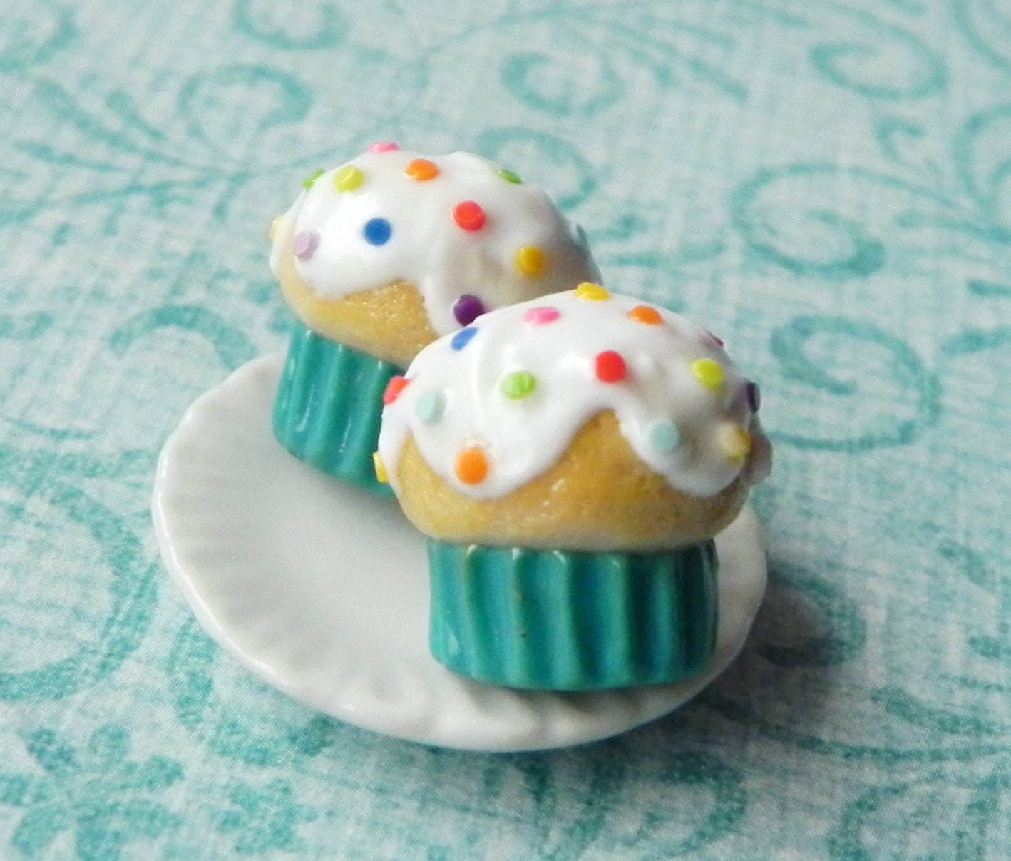 Blue cupcake post earrings