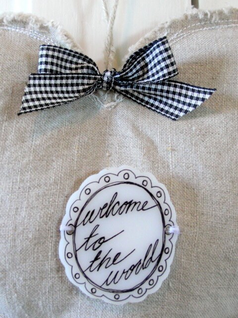 lavender sachet. heart. lavender door hanger. welcome to the world baby gift.