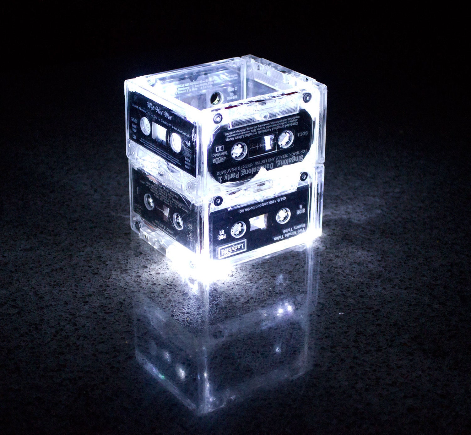 NIght Light Music cassette Tape Small - Upcycled Recycled Ecofriendly Wedding Table Setting