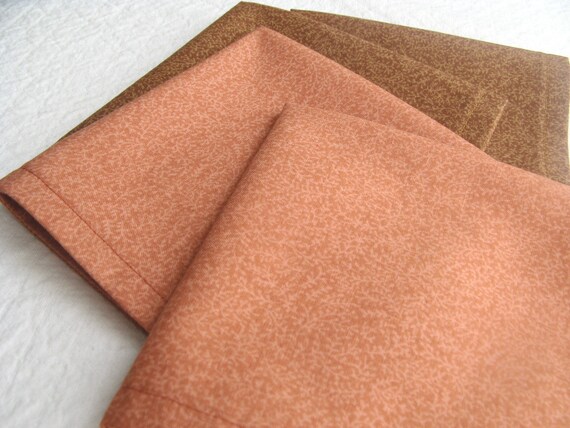 Cloth Napkins Beverage Dessert Brown Peach Ten Inch Set of Four