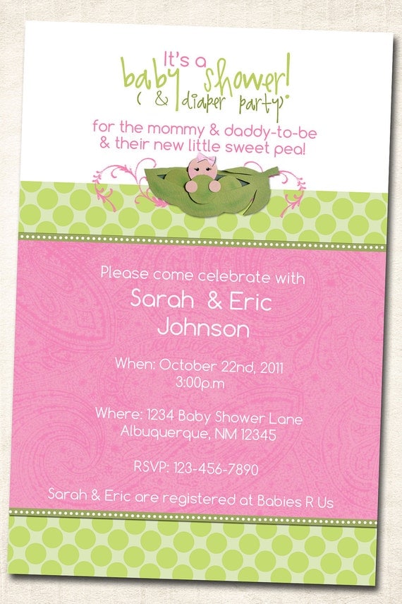 Sweet Pea in a Pod Baby Shower Invitation