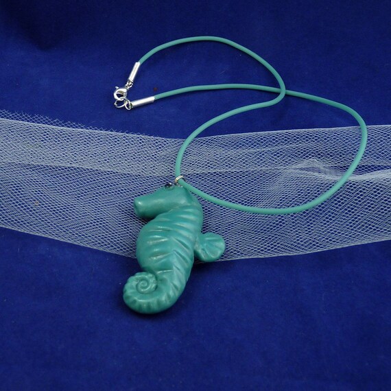 Tropical Seahorse Necklace - Handmade Polymer Clay Jewelry