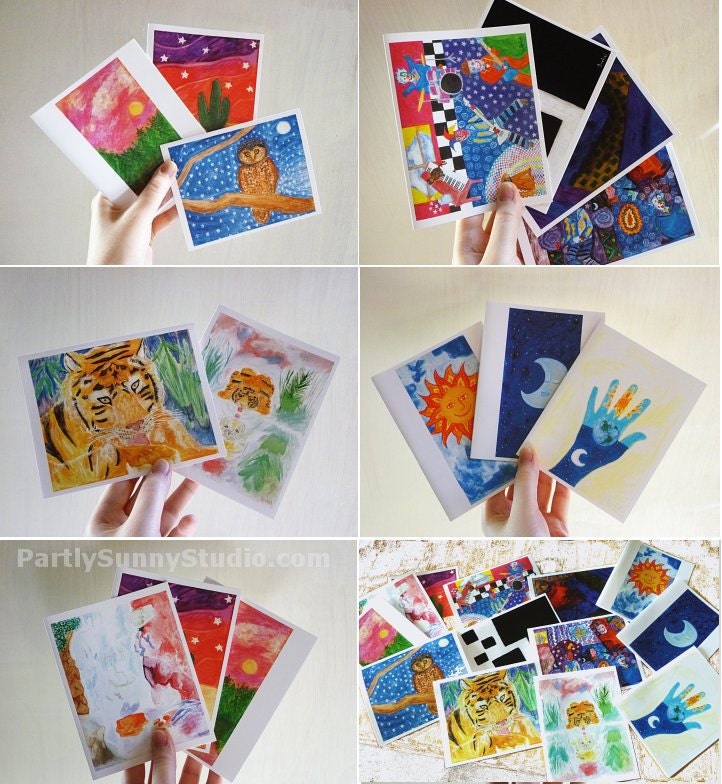 Note cards Animals Abstracts Landscapes set of 13 with envelopes