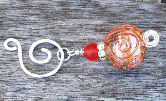Pumpkin Orange Spice Lampwork Pendant Charm Interchangeable