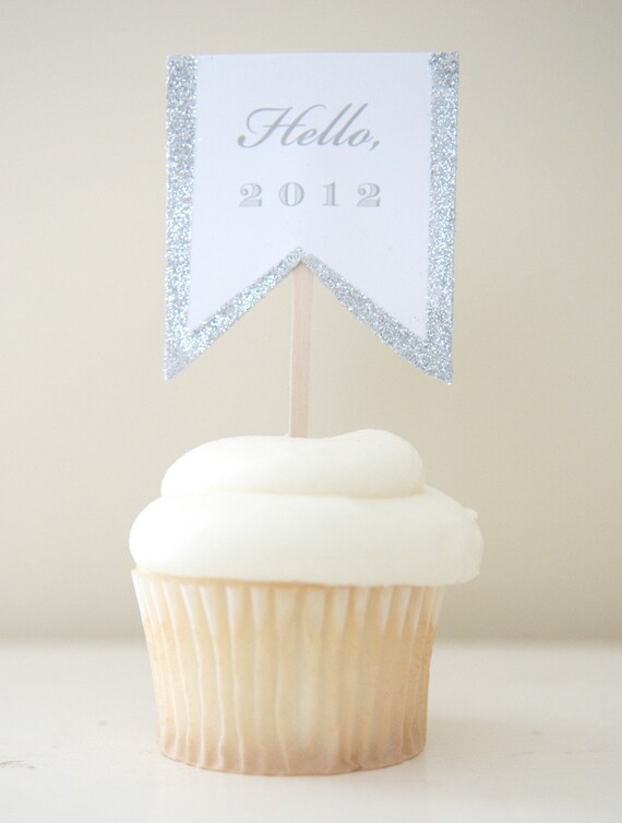 New Years Glittered Cupcake Topper Collection