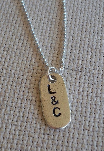 Personalized Hand-Stamped Couple's Initial- Silver