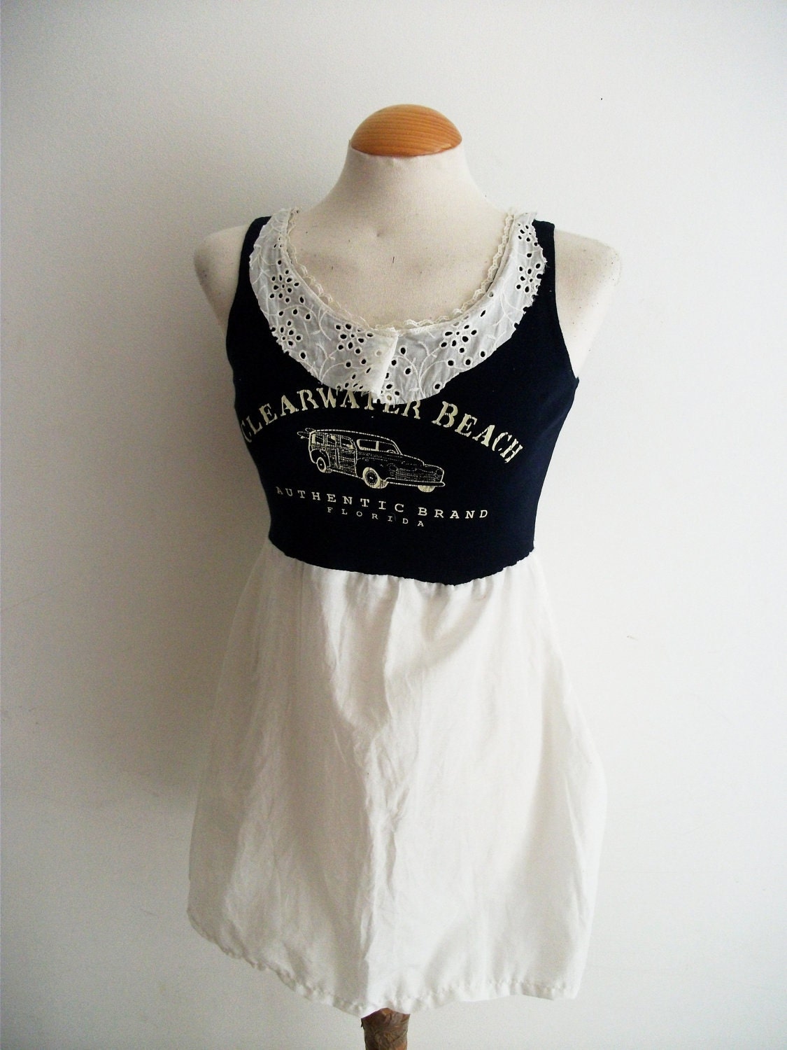 Navy and White Clearwater Beach Babydoll Dress/Top