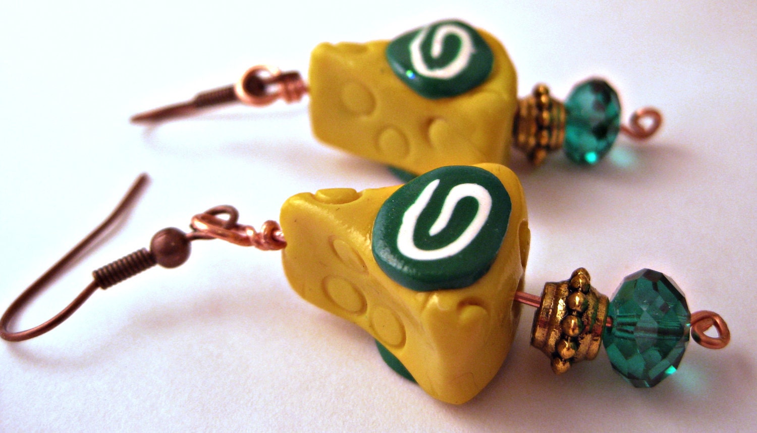 Green Bay Packers Cheese Head Earrings Jewelry