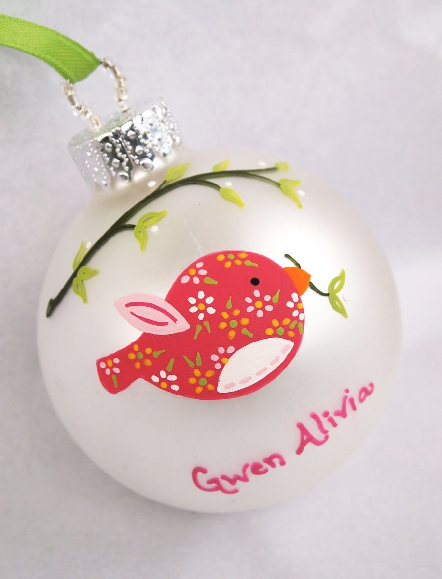 Pink Birdie Personalized Ornament