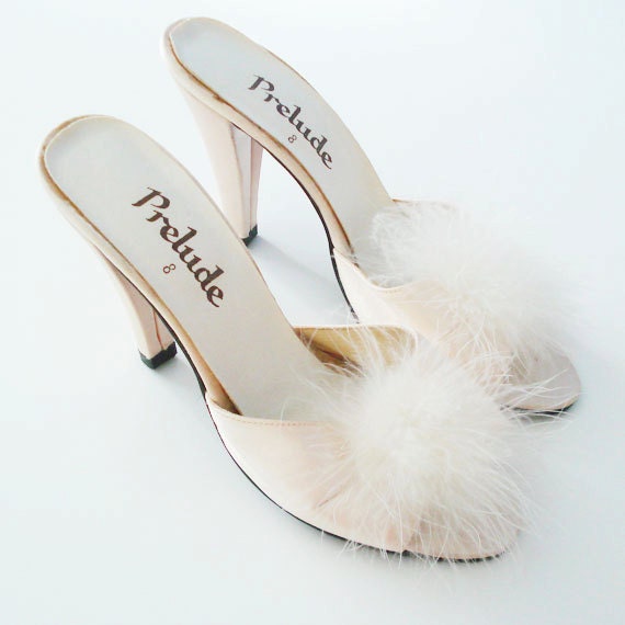  Pale Pink Pastel Soft Marabou Feather Boudoir Slippers Winter Wedding 