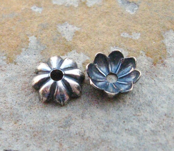 4 Trinity Brass 6mm Antique Silver Bead Caps LOW SHIPPING