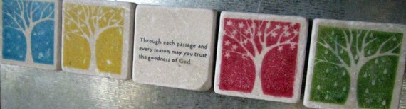 Four Seasons Tile Magnets, Set of 5, Ready to Ship