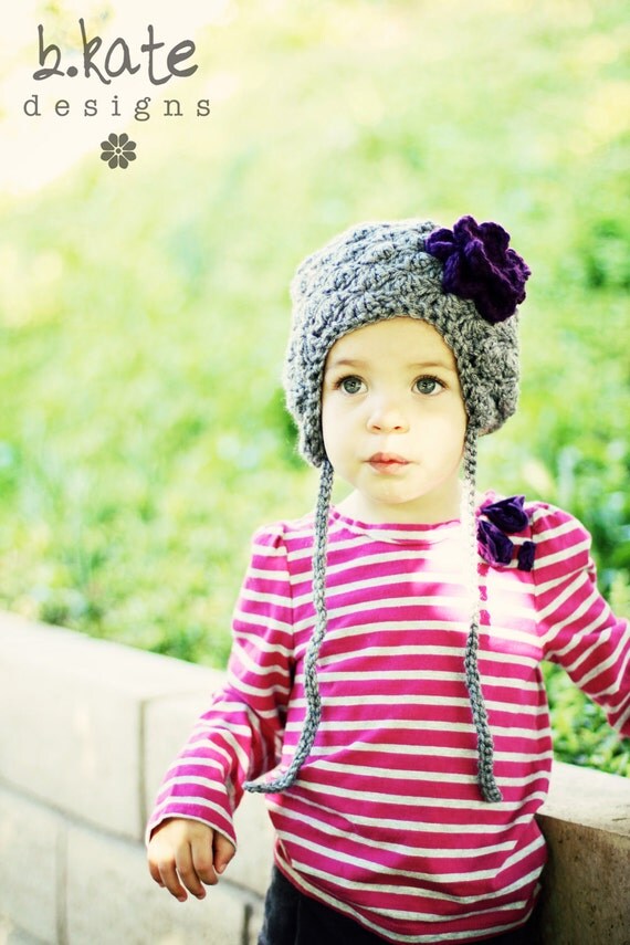 XiaoNiBa Lovely Flowers Cotton Crochet Baby Beanie Earflap Hat